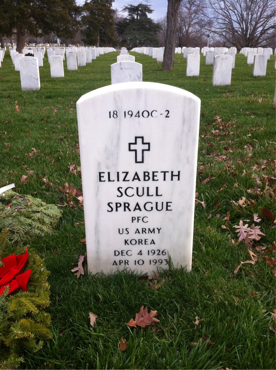Back of headstone — Elizabeth Sprague