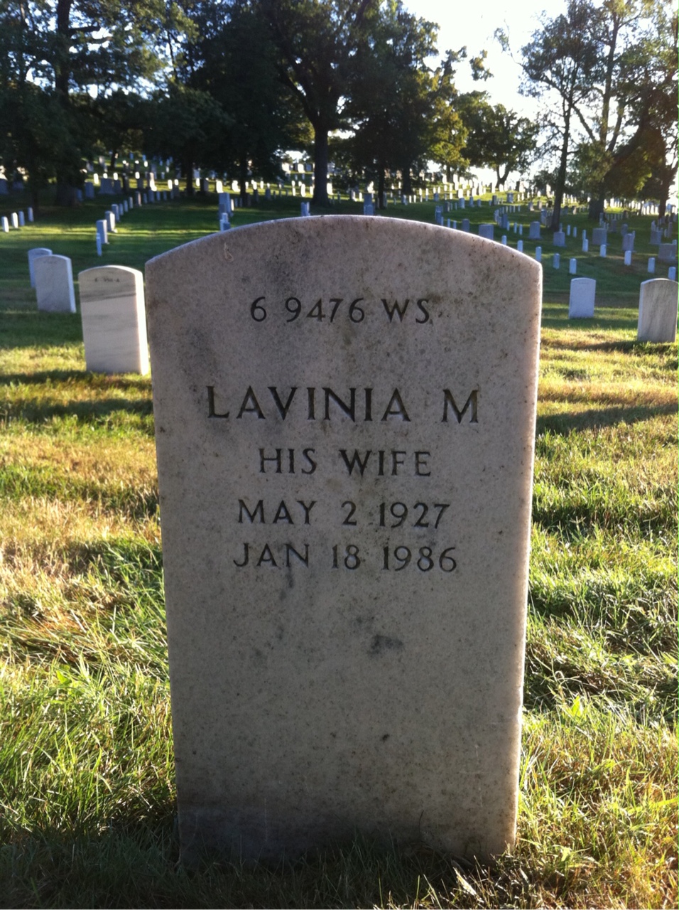 Back of headstone — Lavinia Anderson