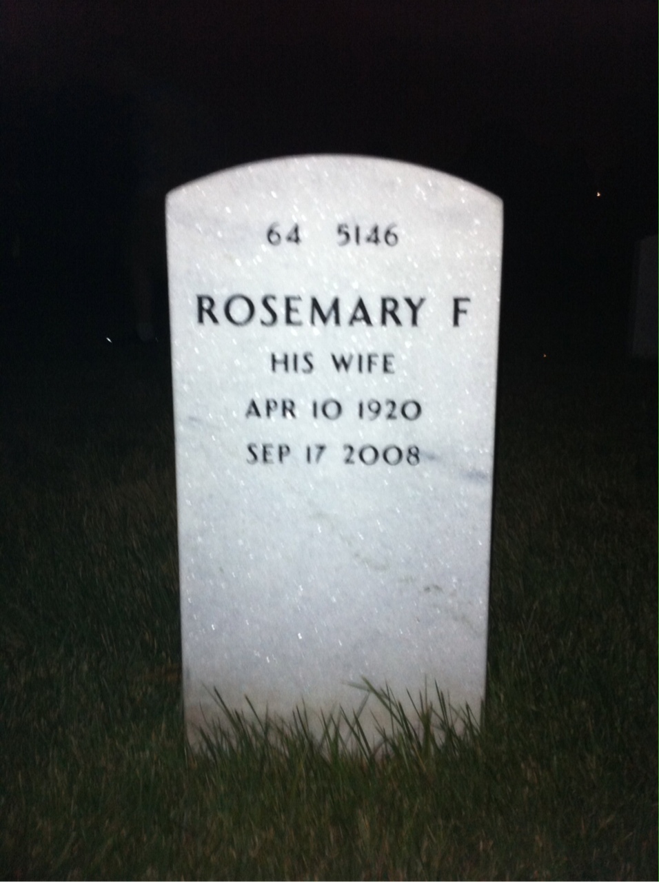 Back of headstone — Raymond Tiffany