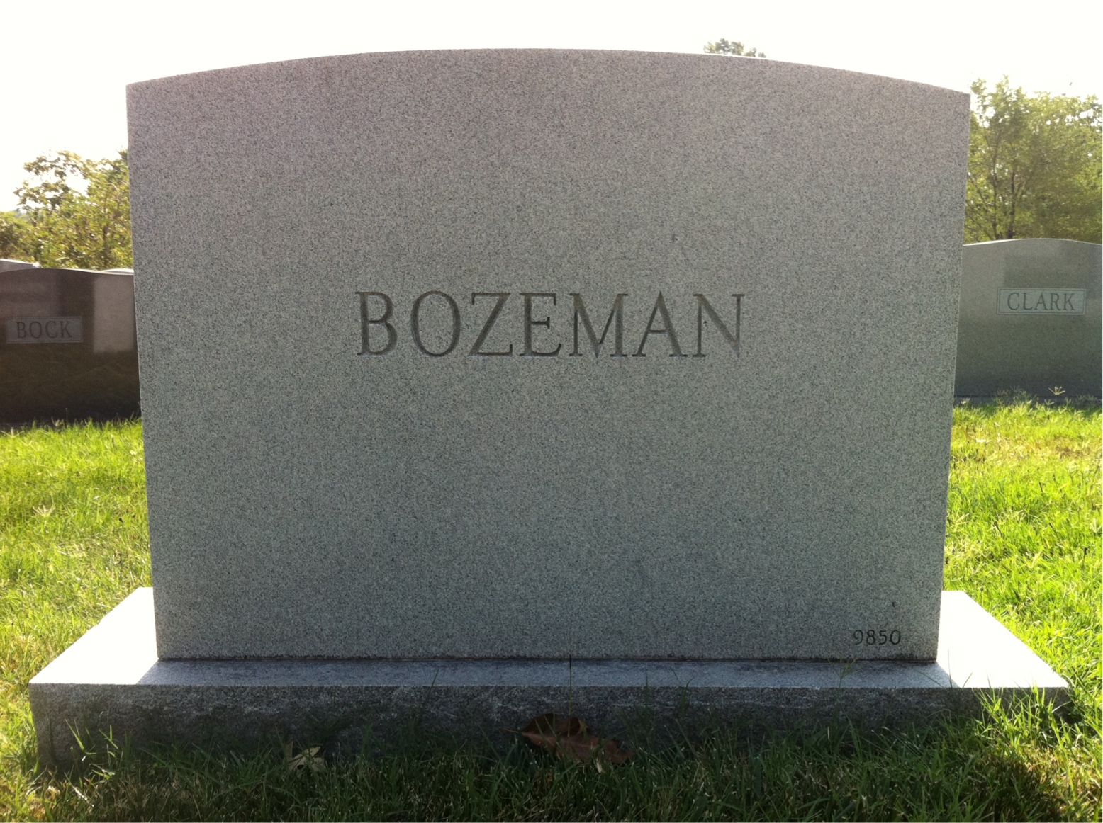 Back of headstone — Betty Bozeman