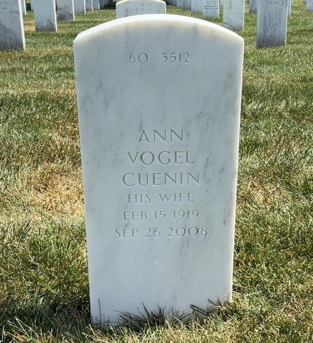 Back of headstone — Frank Vogel