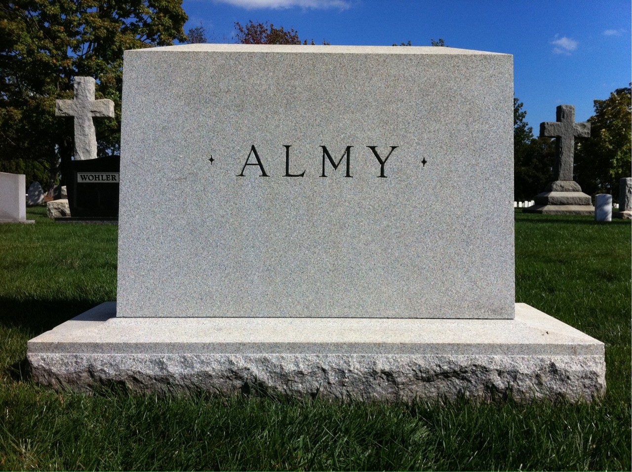 Back of headstone — Augustus Almy