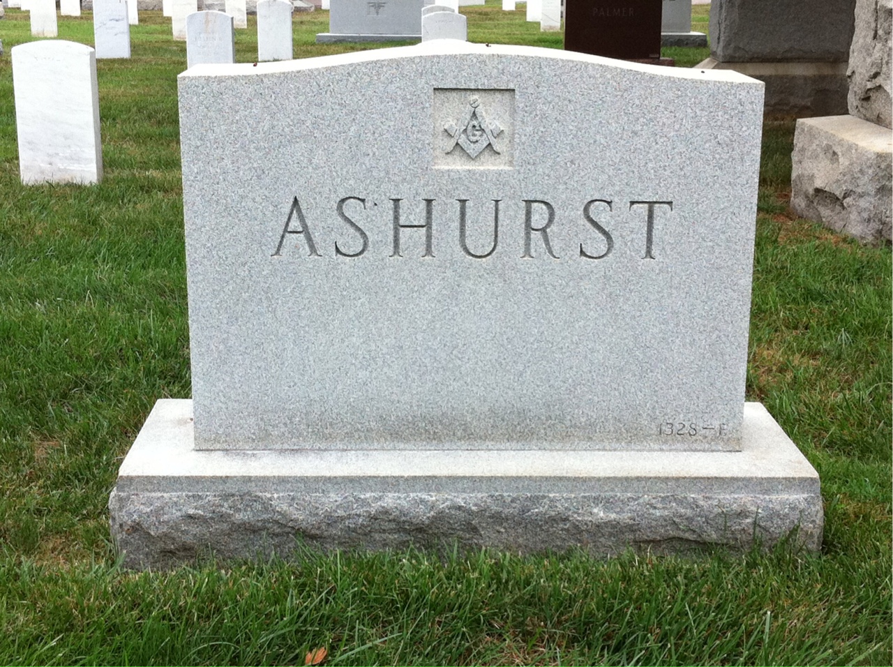 Back of headstone — William Ashurst