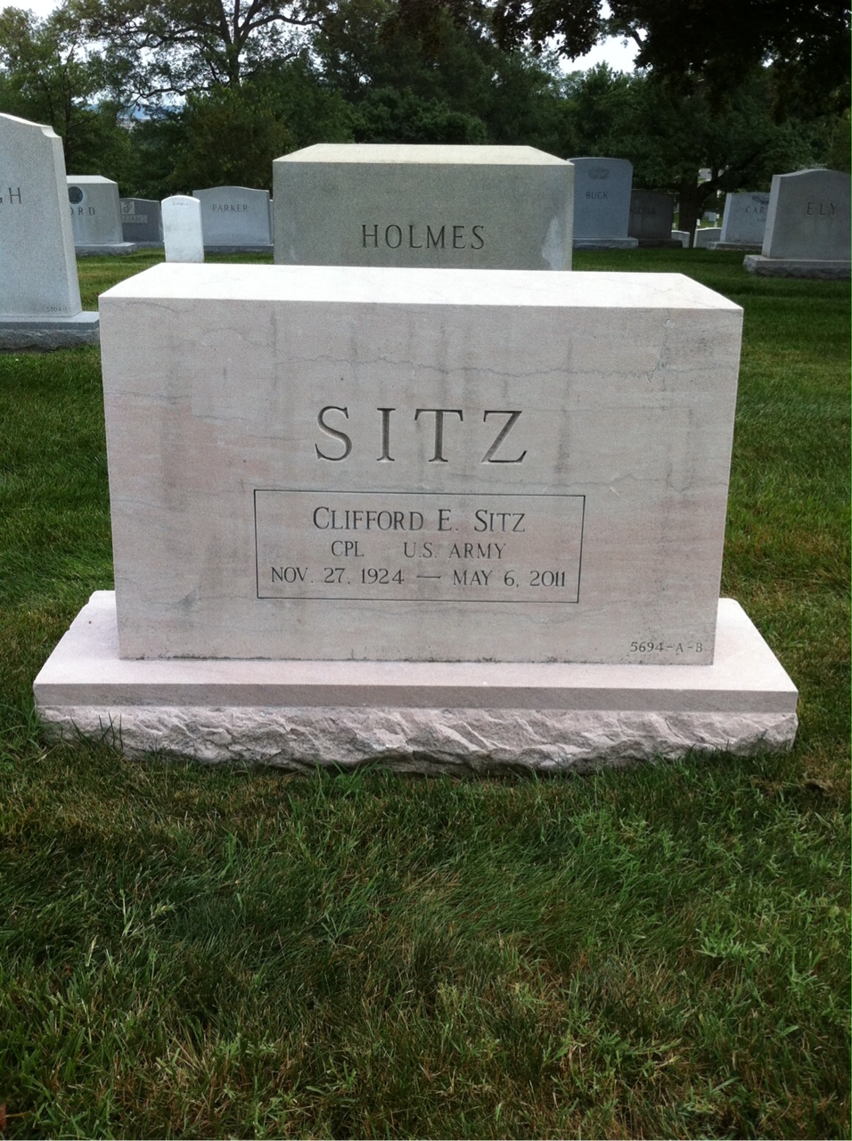 Back of headstone — Walter H Sitz