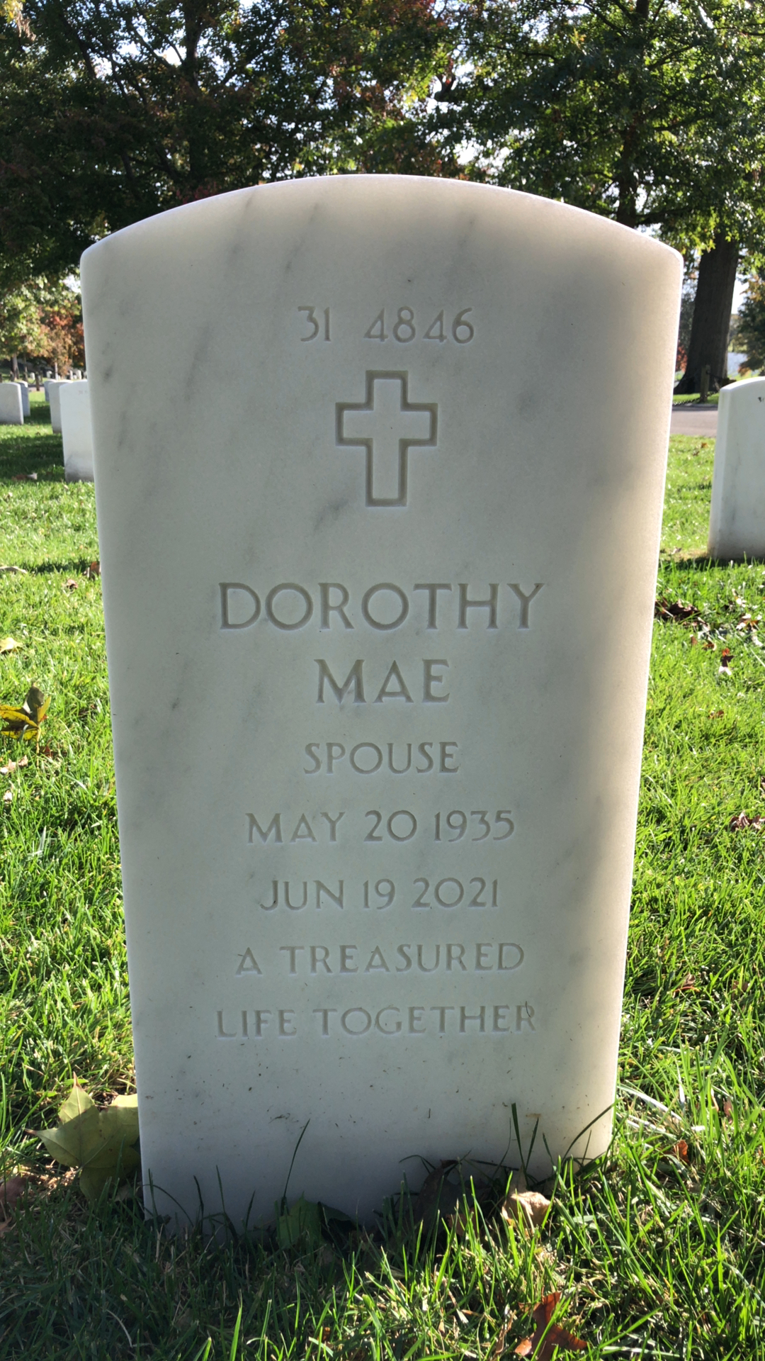 Back of headstone — Ernest Moore