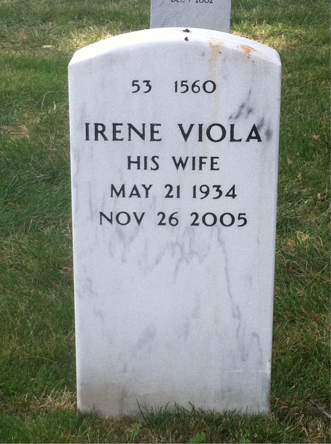 Back of headstone — Robert Pissott