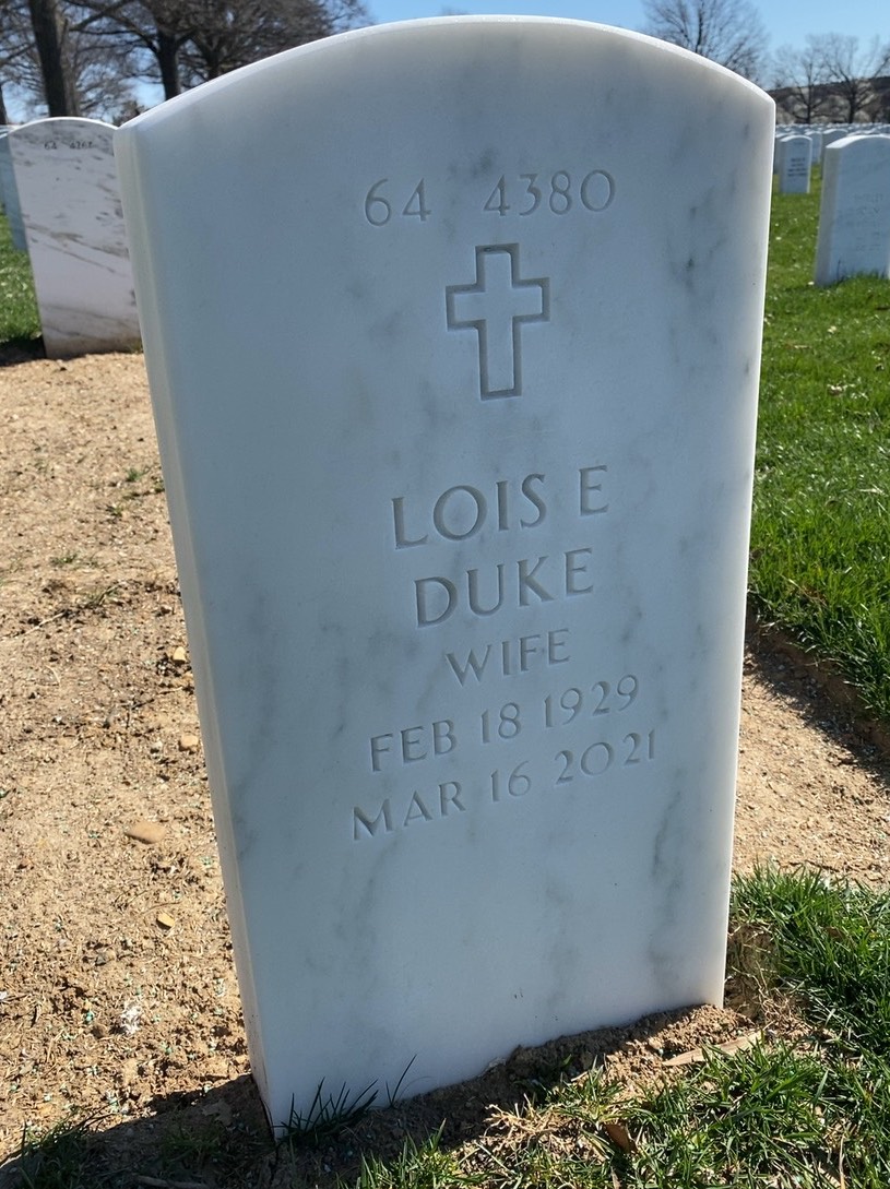 Back of headstone — Roy Duke