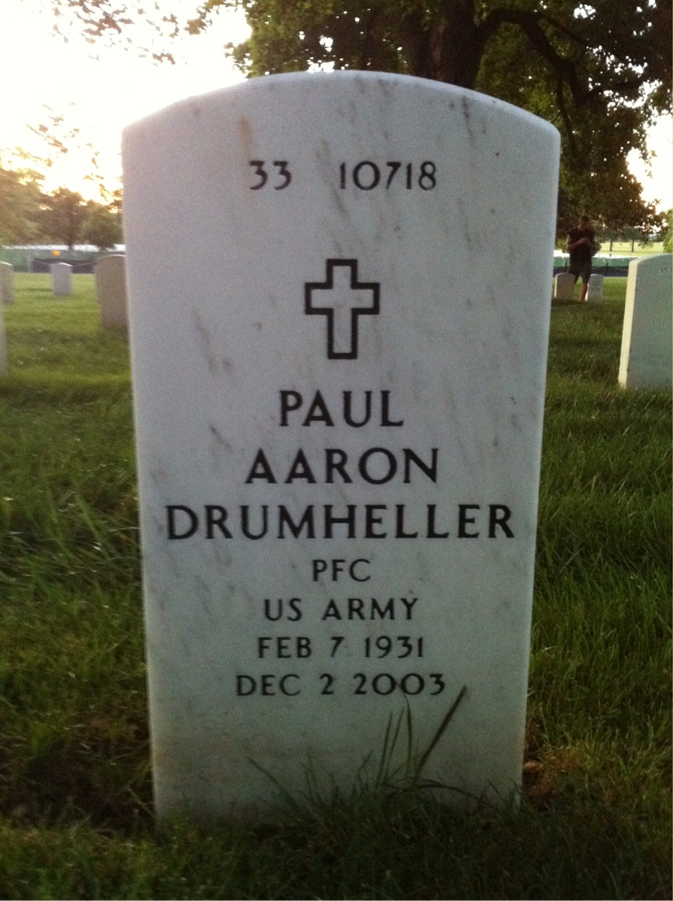 Back of headstone — Paul Drumheller