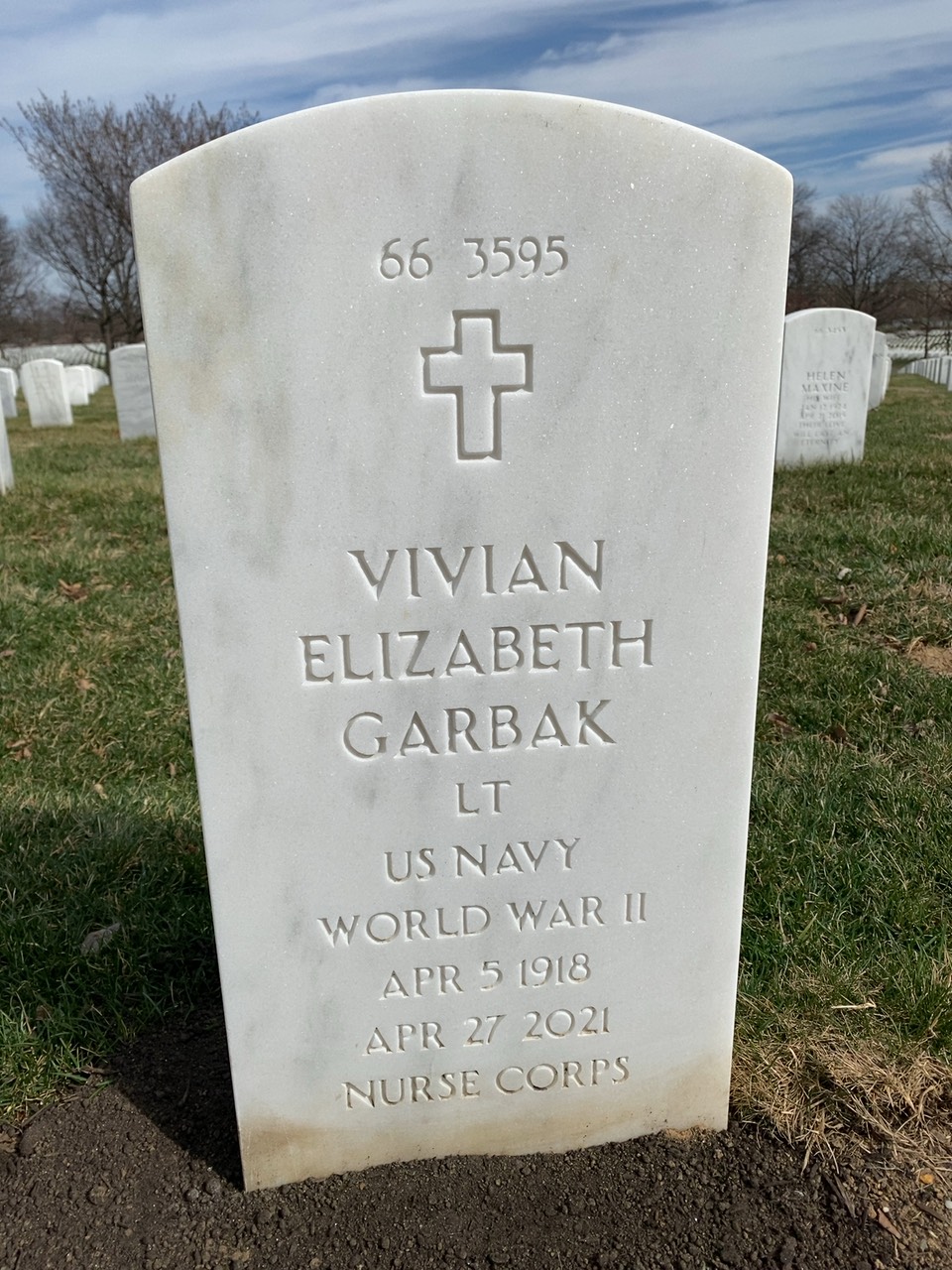 Back of headstone — Albert Garbak
