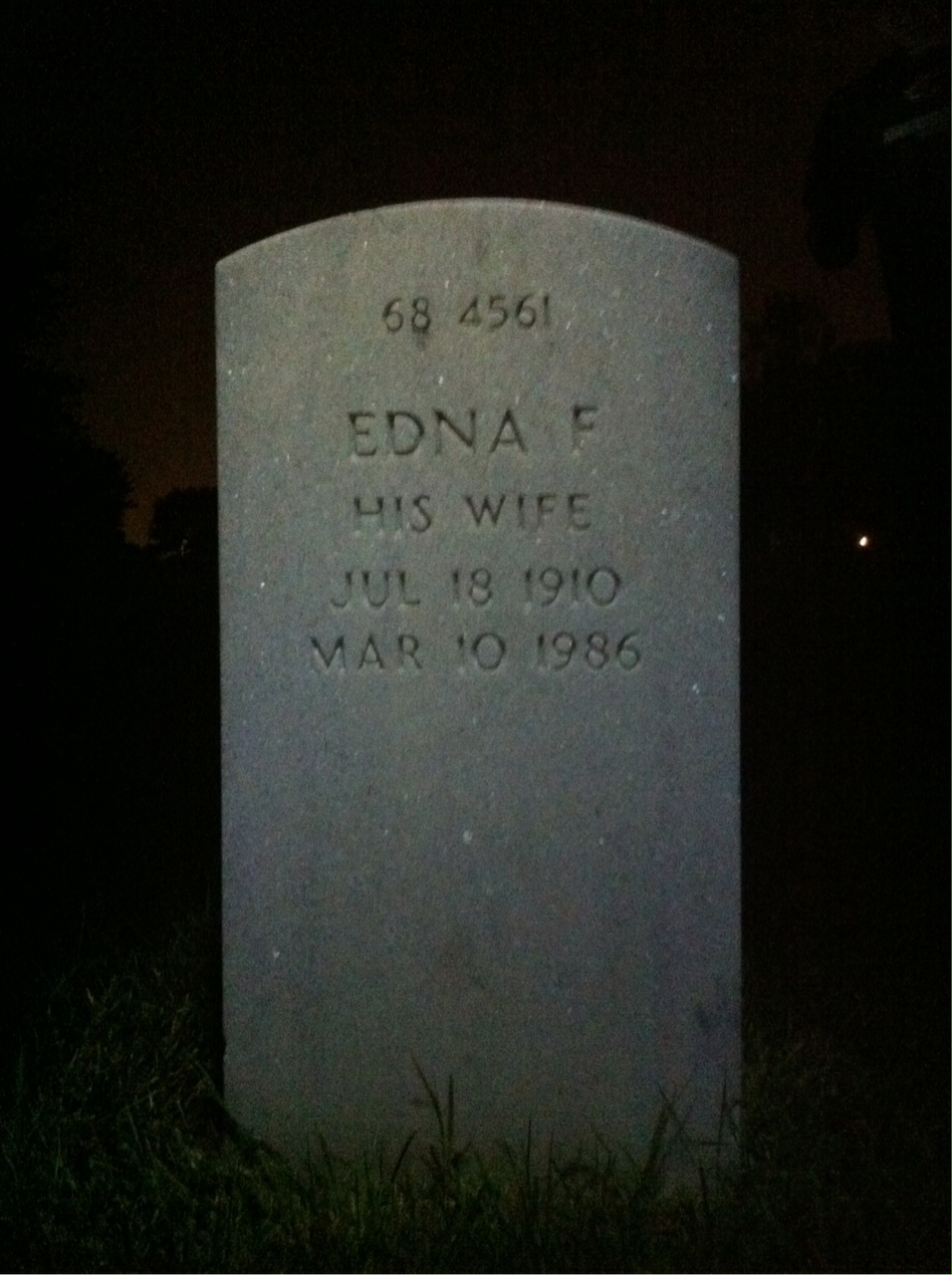 Back of headstone — Edna Bogda