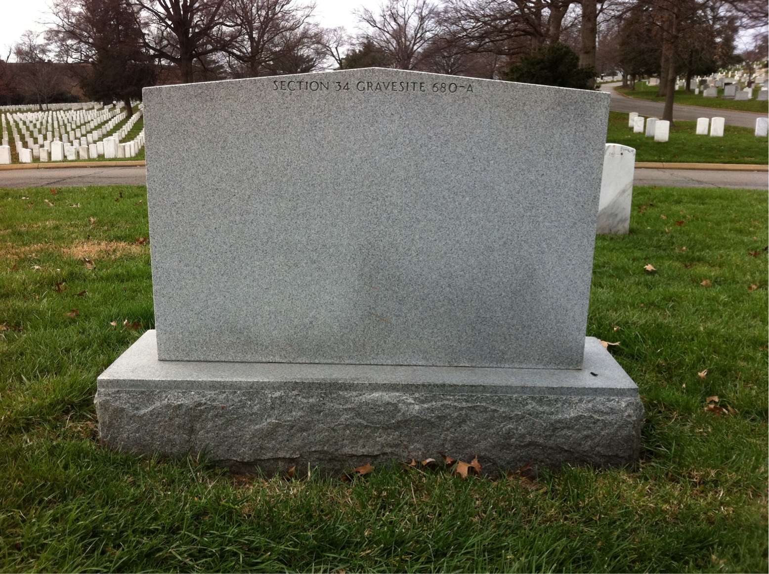 Back of headstone — Allen Avery