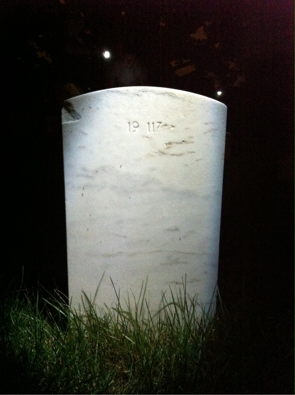Back of headstone — Garrett Alston