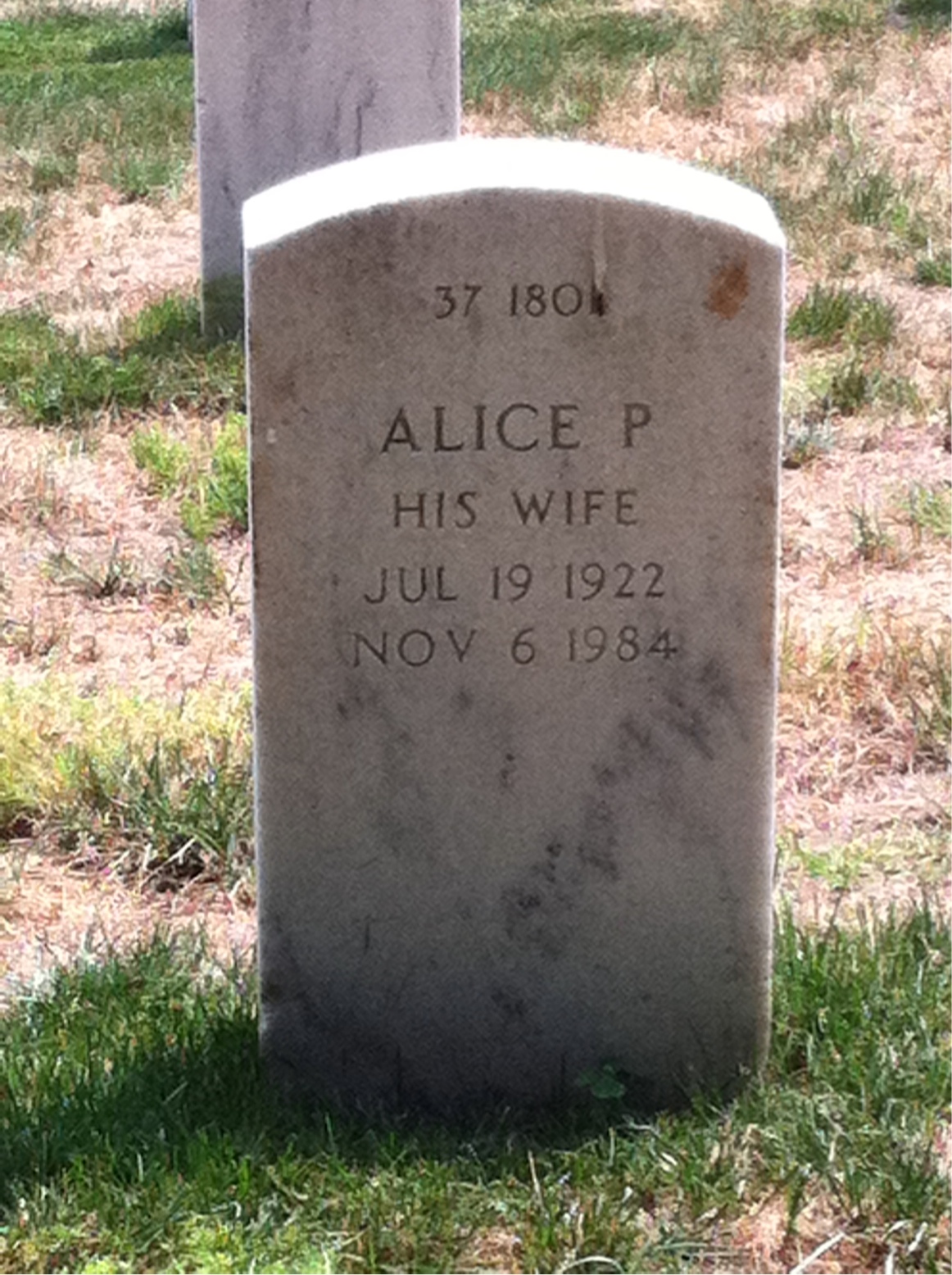 Back of headstone — Warren H Davis