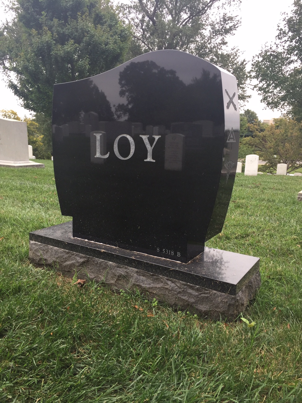 Back of headstone — John Loy