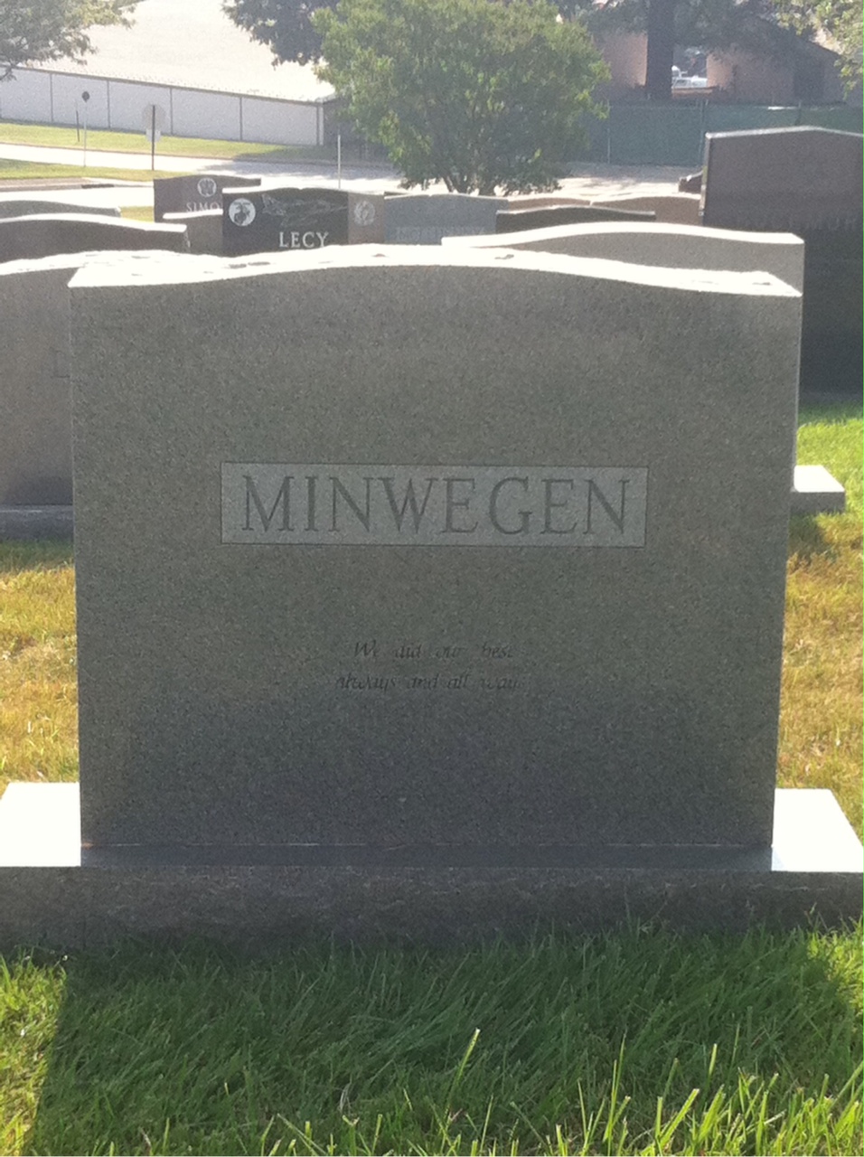 Back of headstone — Arthur Minwegen