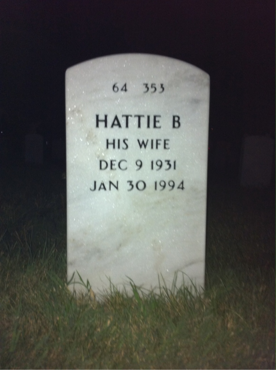 Back of headstone — Milton Williams