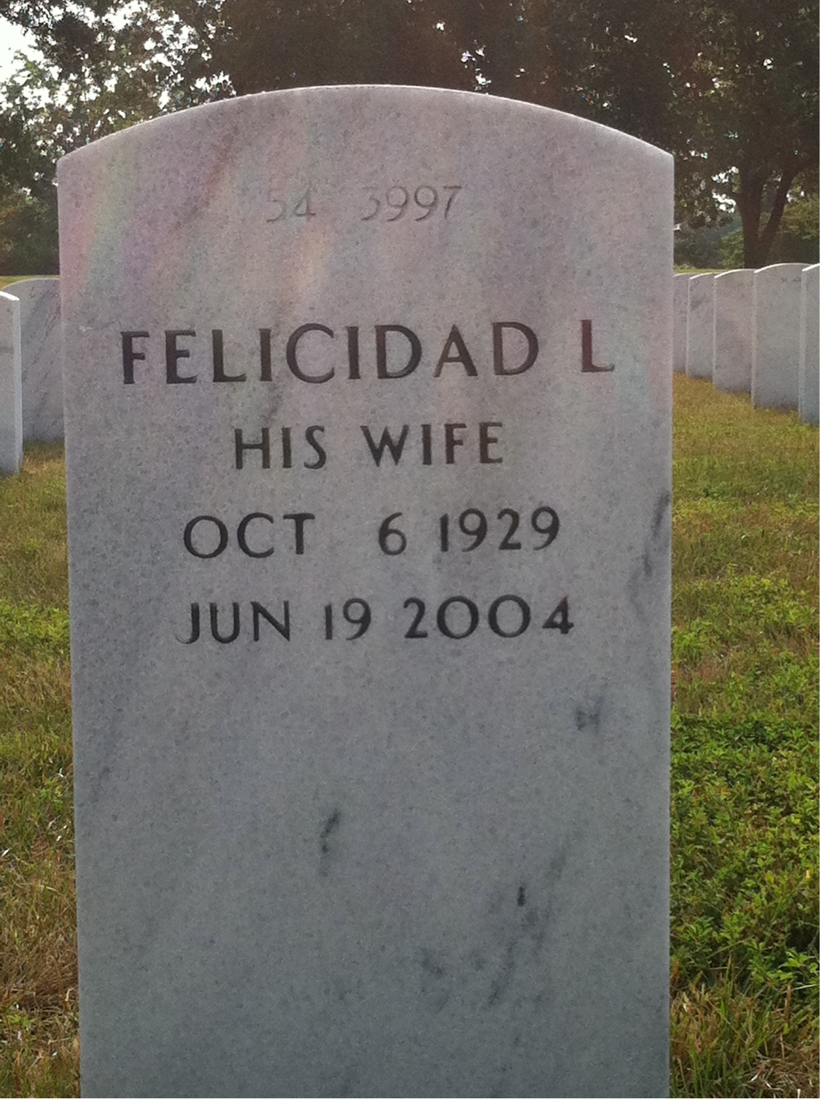 Back of headstone — Herbert Chandler