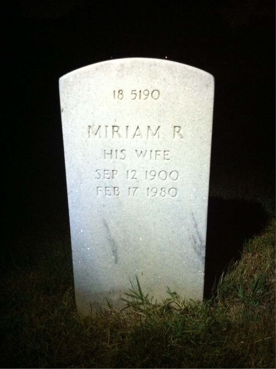 Back of headstone — Miriam Munkwitz