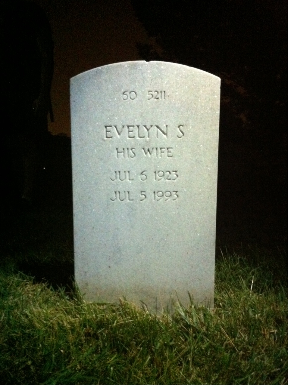 Back of headstone — Evelyn Cunningham