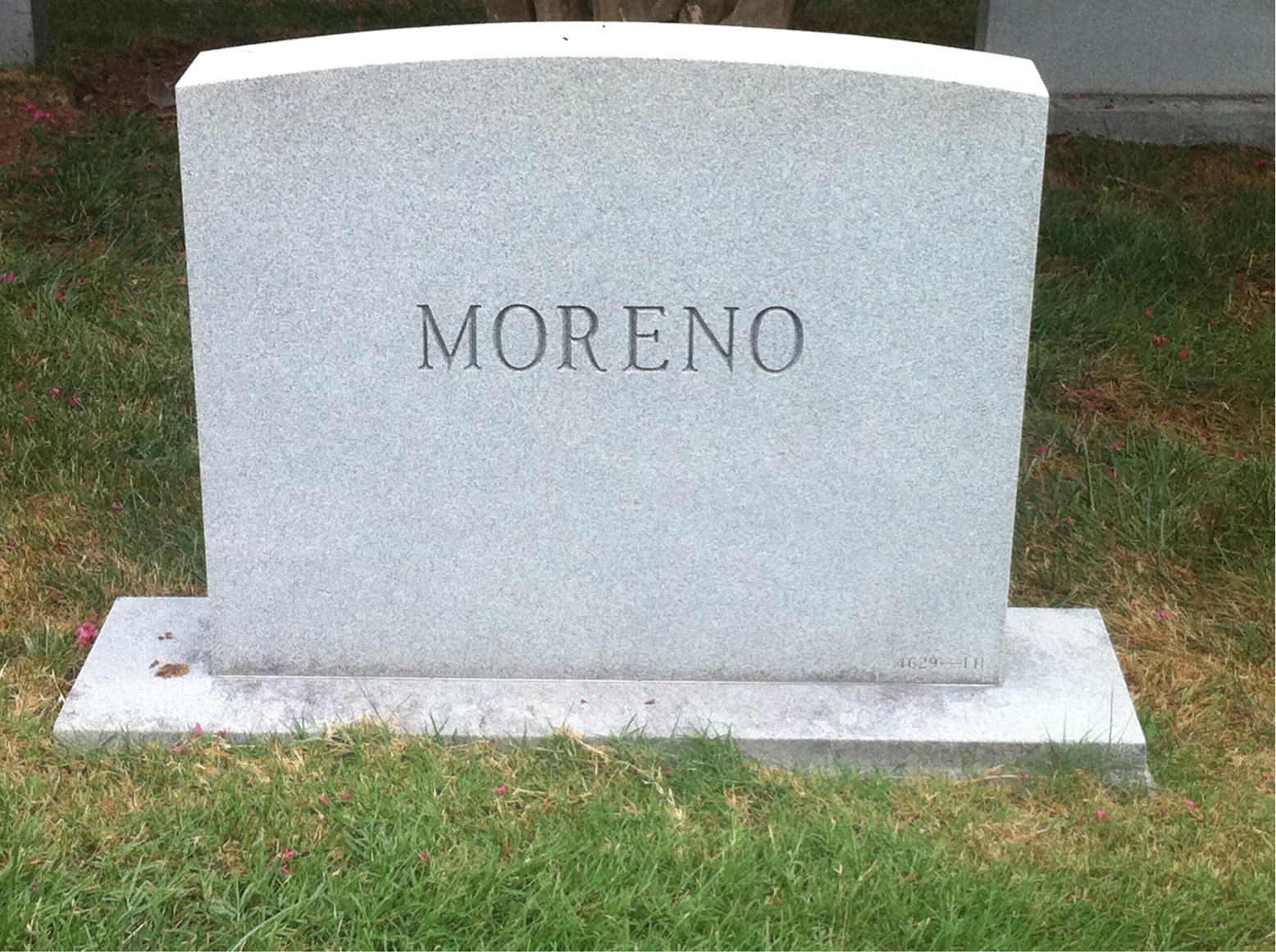 Back of headstone — John Moreno