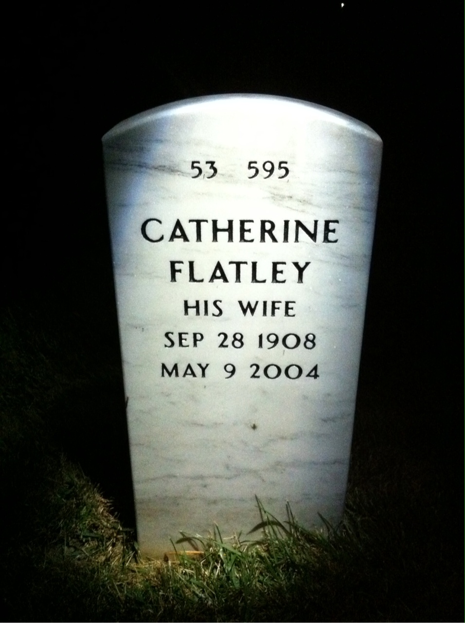 Back of headstone — Catherine O'Dell