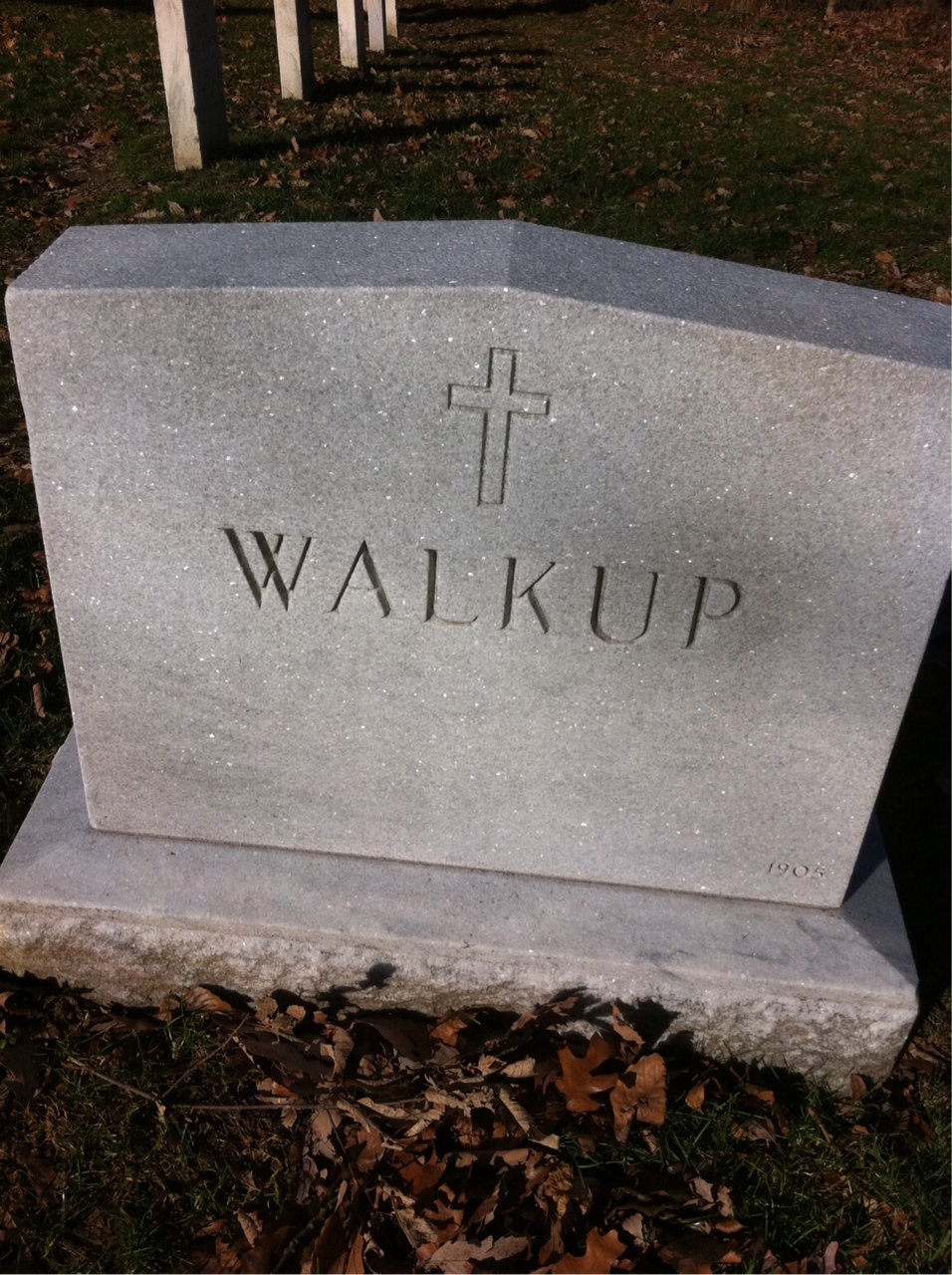Back of headstone — Homer Walkup
