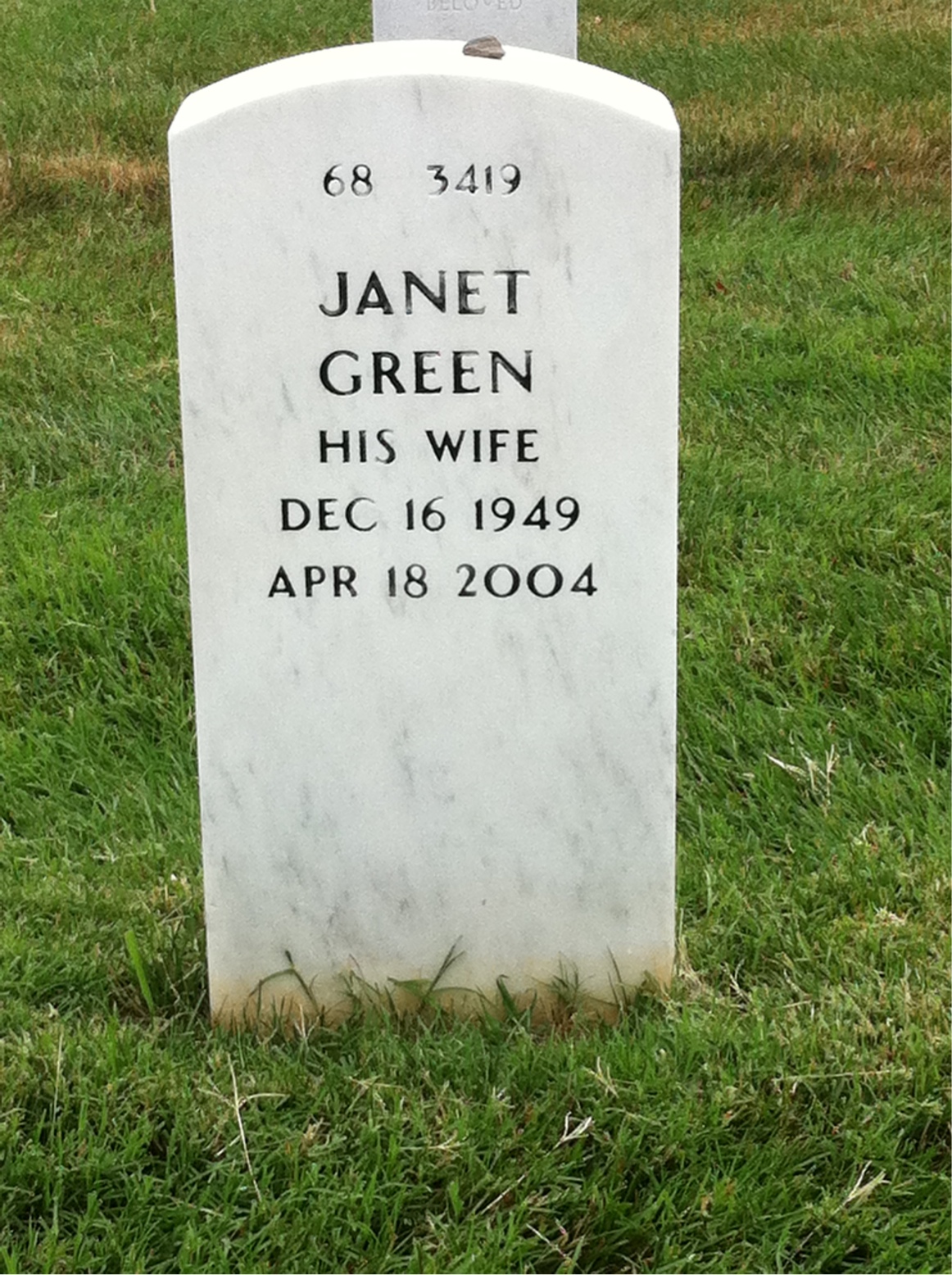 Back of headstone — David Fischer