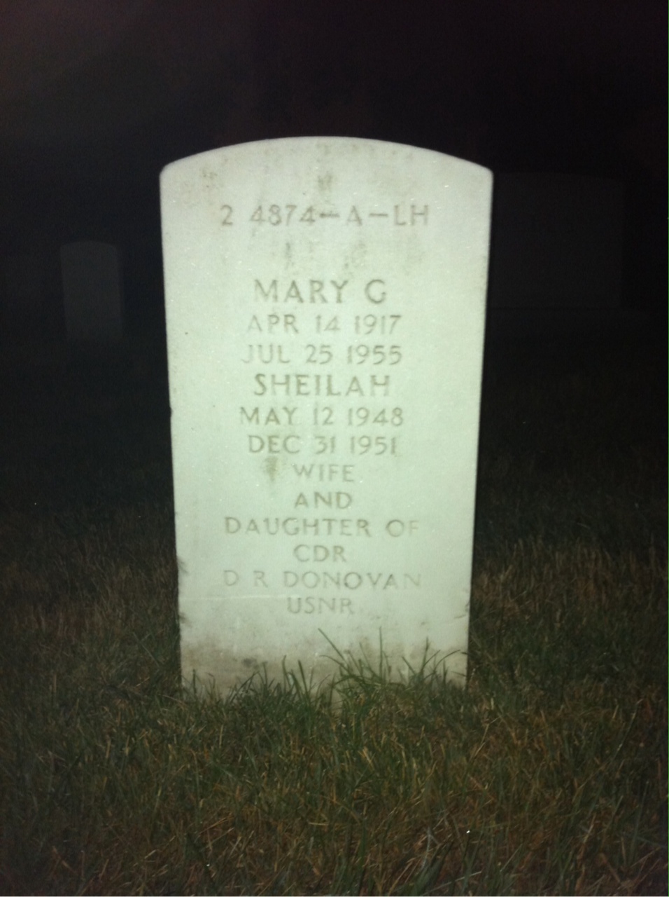 Back of headstone — William James Donovan