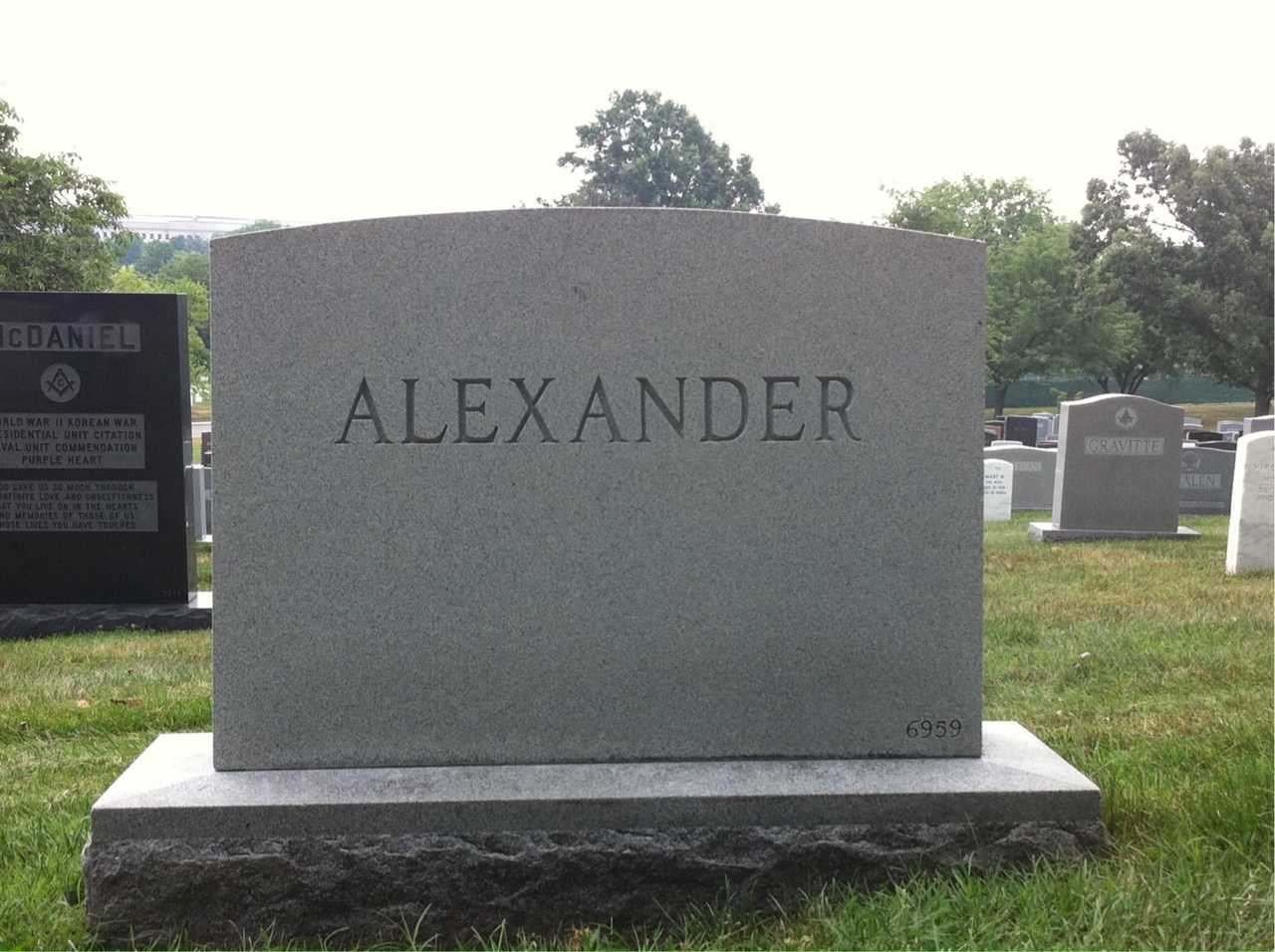 Back of headstone — Stella Alexander