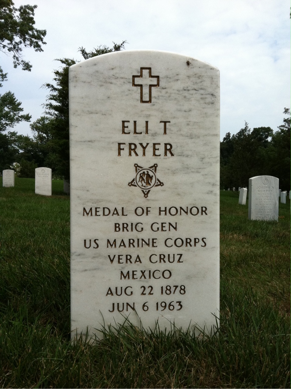Headstone shared by 2 interments, including Eli Fryer