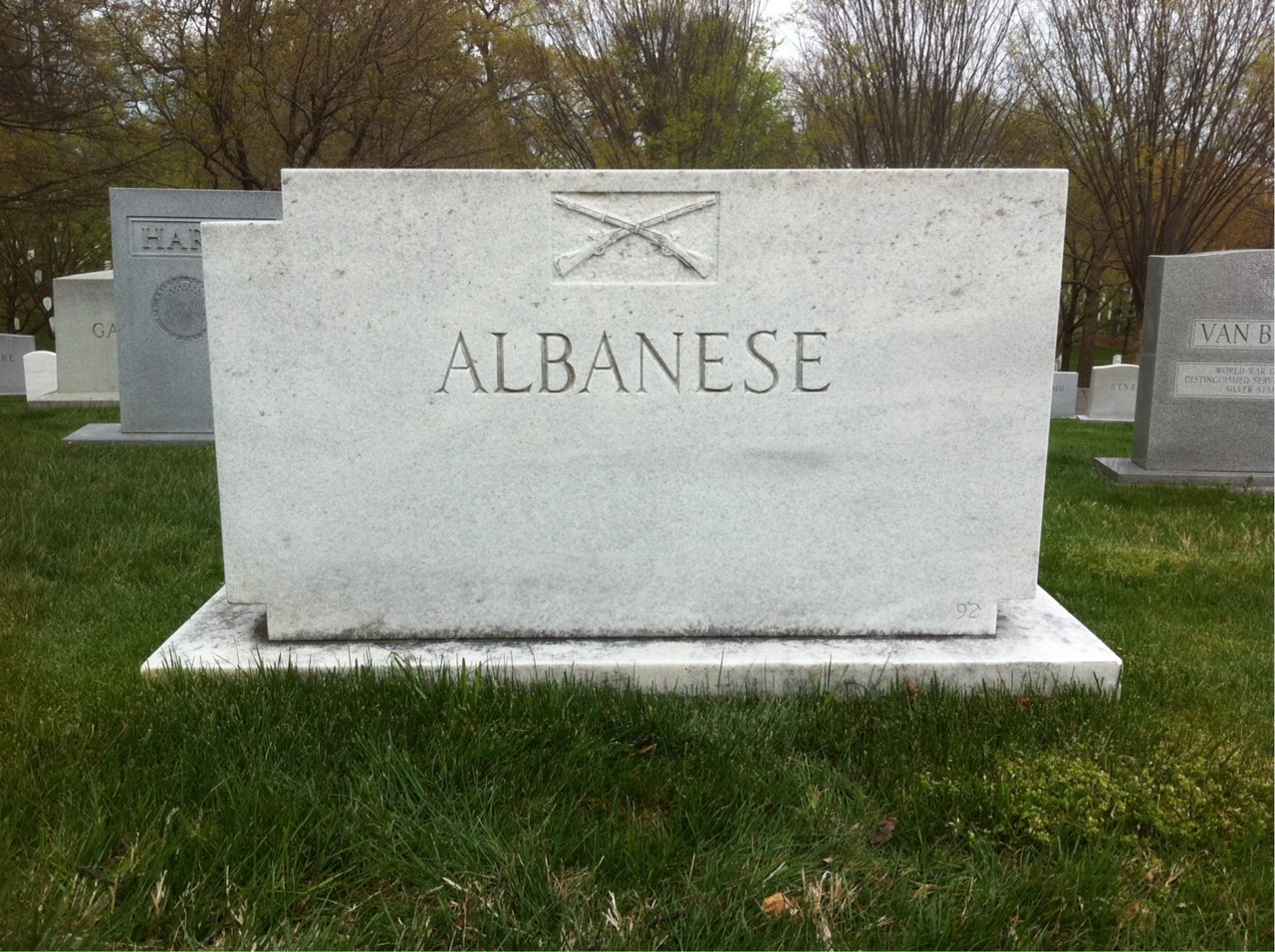 Back of headstone — Archie Albanese