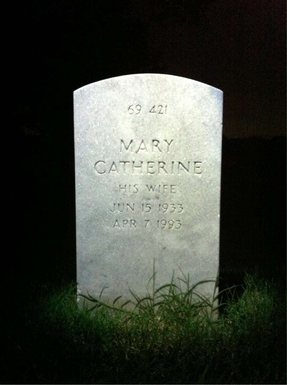 Back of headstone — Sammy Adams
