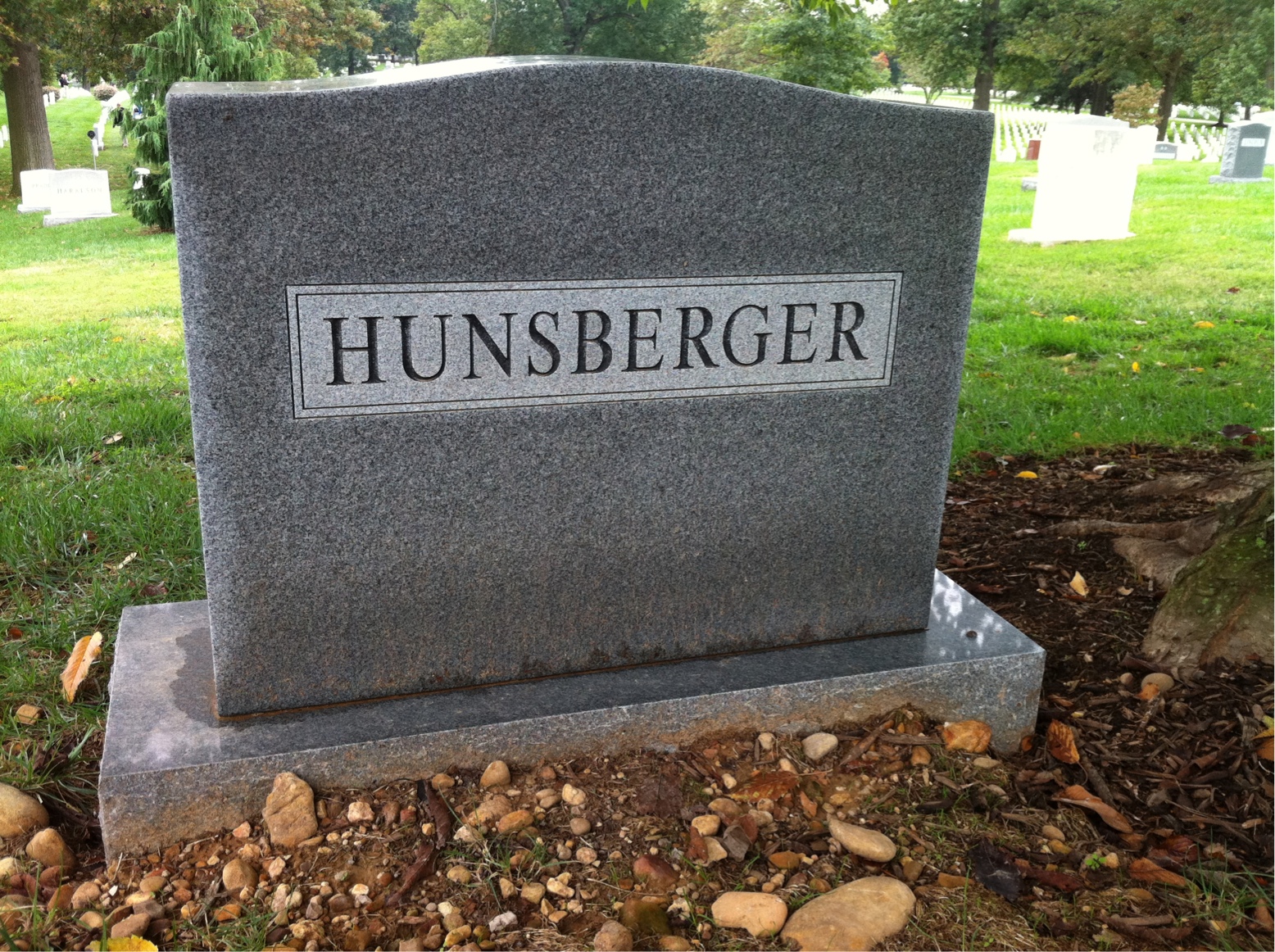 Back of headstone — Warren Hunsberger