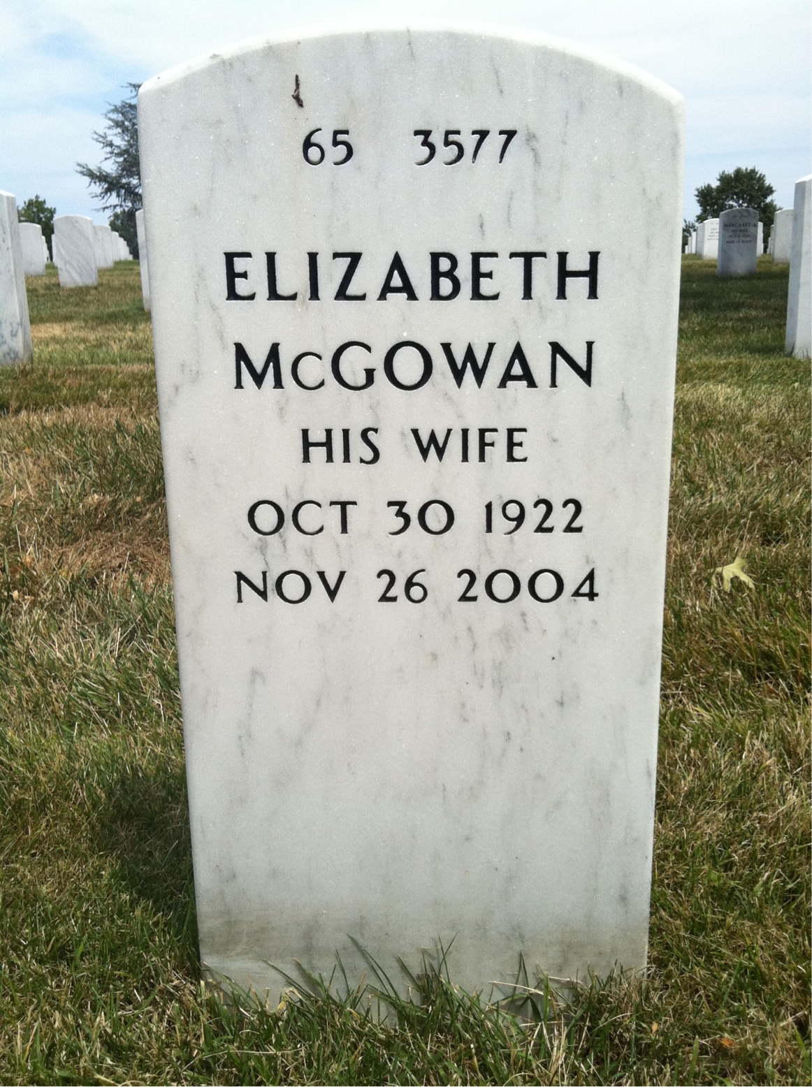 Back of headstone — Harold Endler