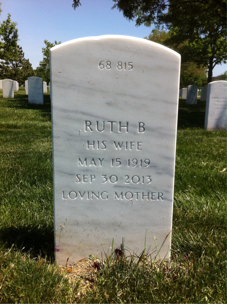 Back of headstone — Wilbur Rogers