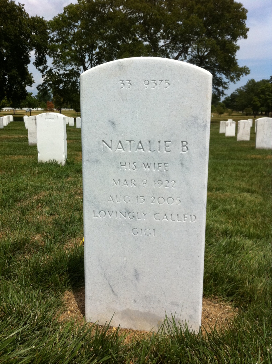 Back of headstone — Philip Beshany