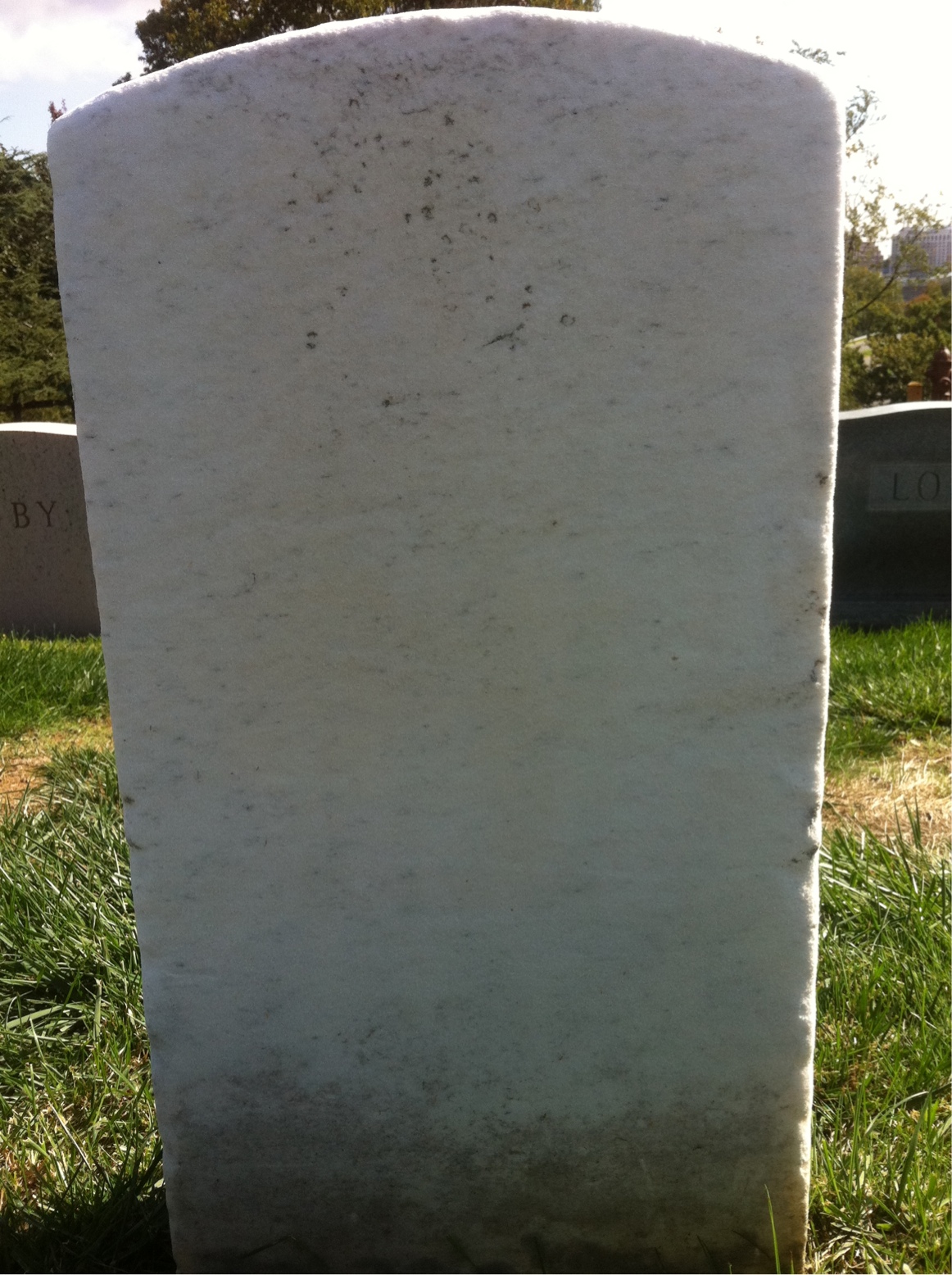 Back of headstone — Joseph Avinger