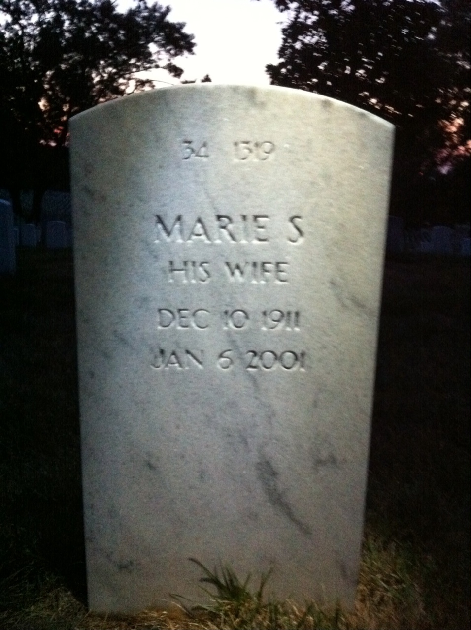 Back of headstone — Sam Miller