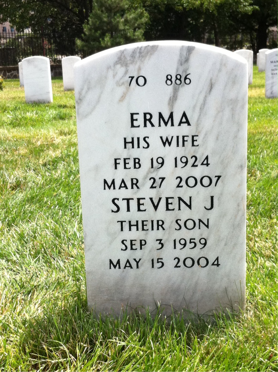 Back of headstone — Sylvie Domenick