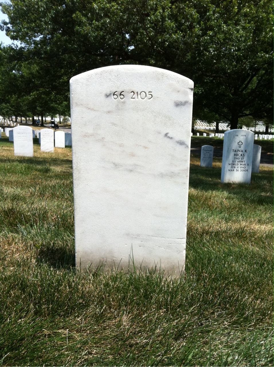 Back of headstone — William A Hall