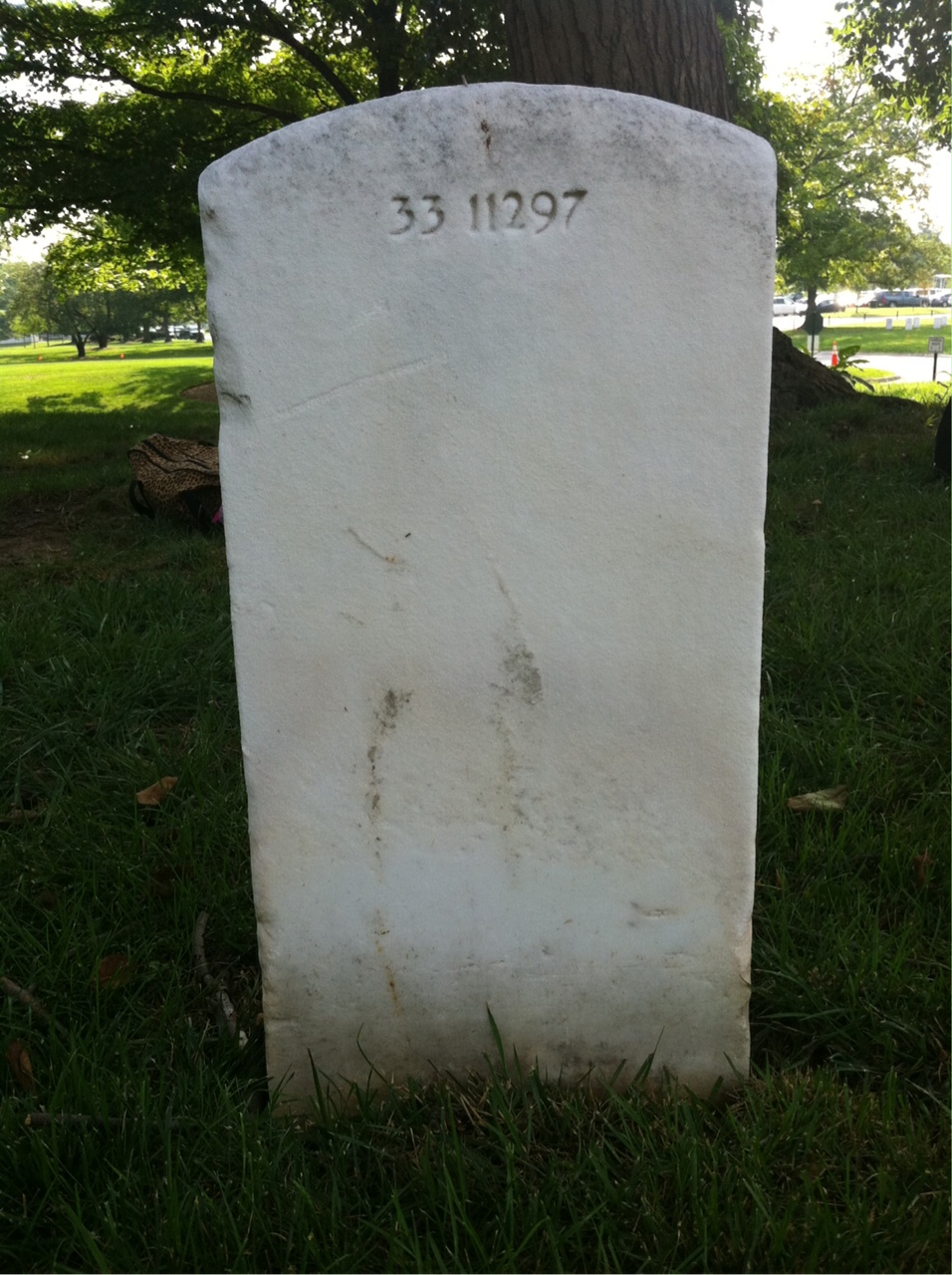 Back of headstone — Oren Austin