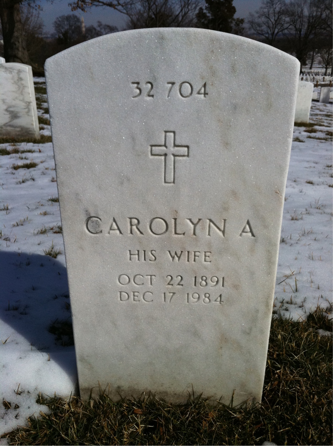 Back of headstone — Carolyn Moses