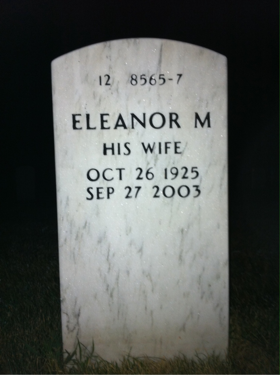 Back of headstone — Robert Neas