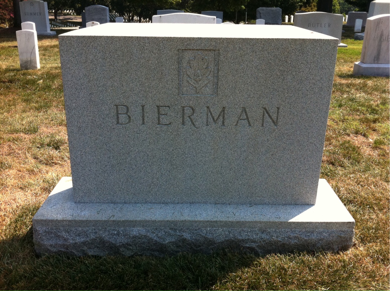 Back of headstone — Elizabeth Bierman