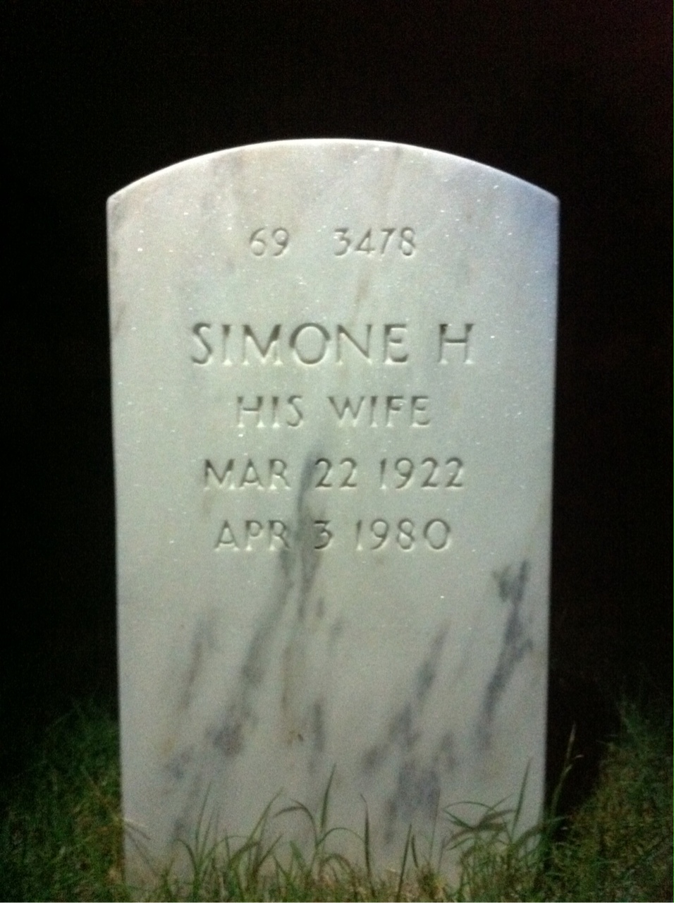 Back of headstone — Simone Murphy