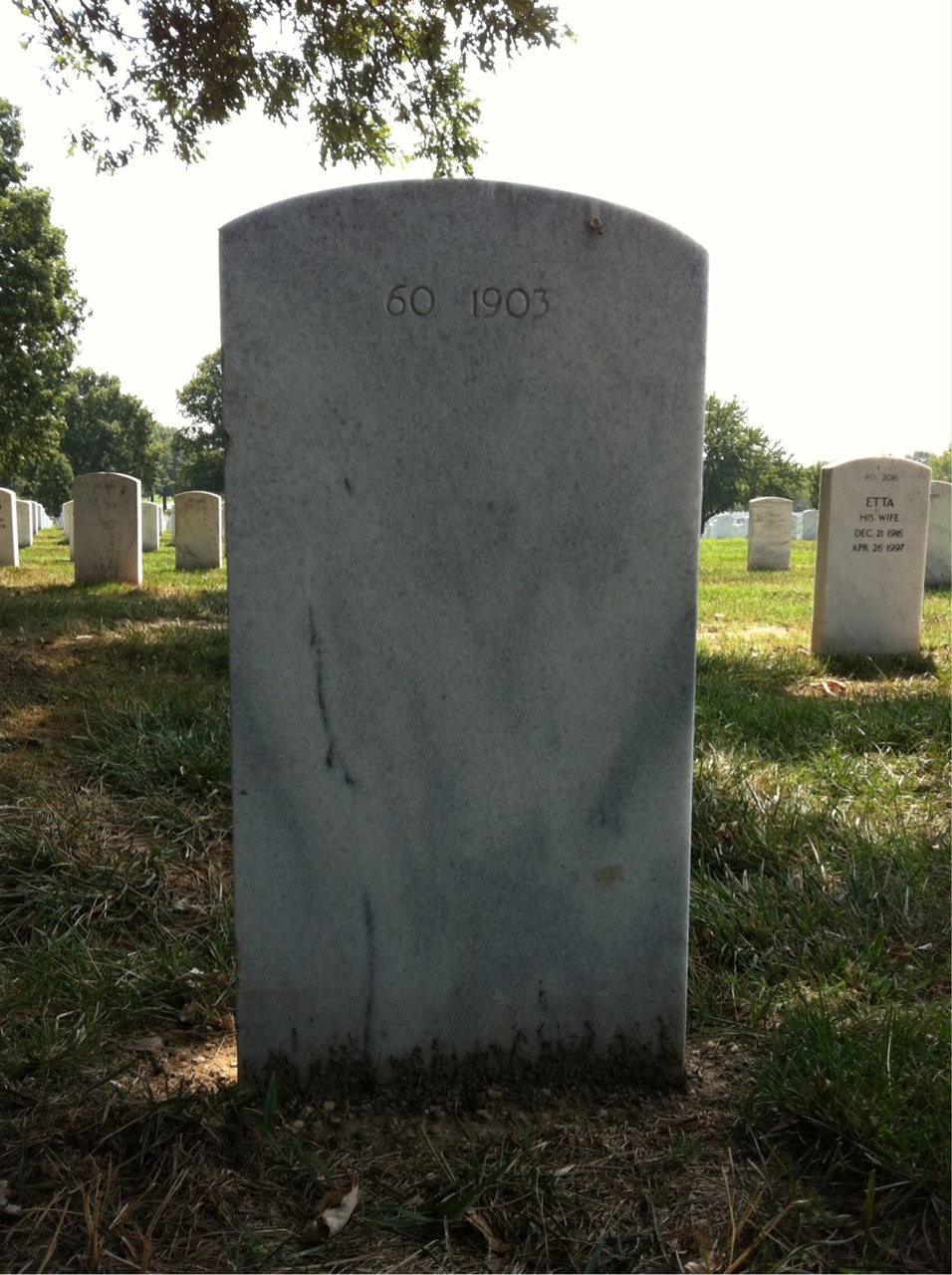 Back of headstone — Bert Aton