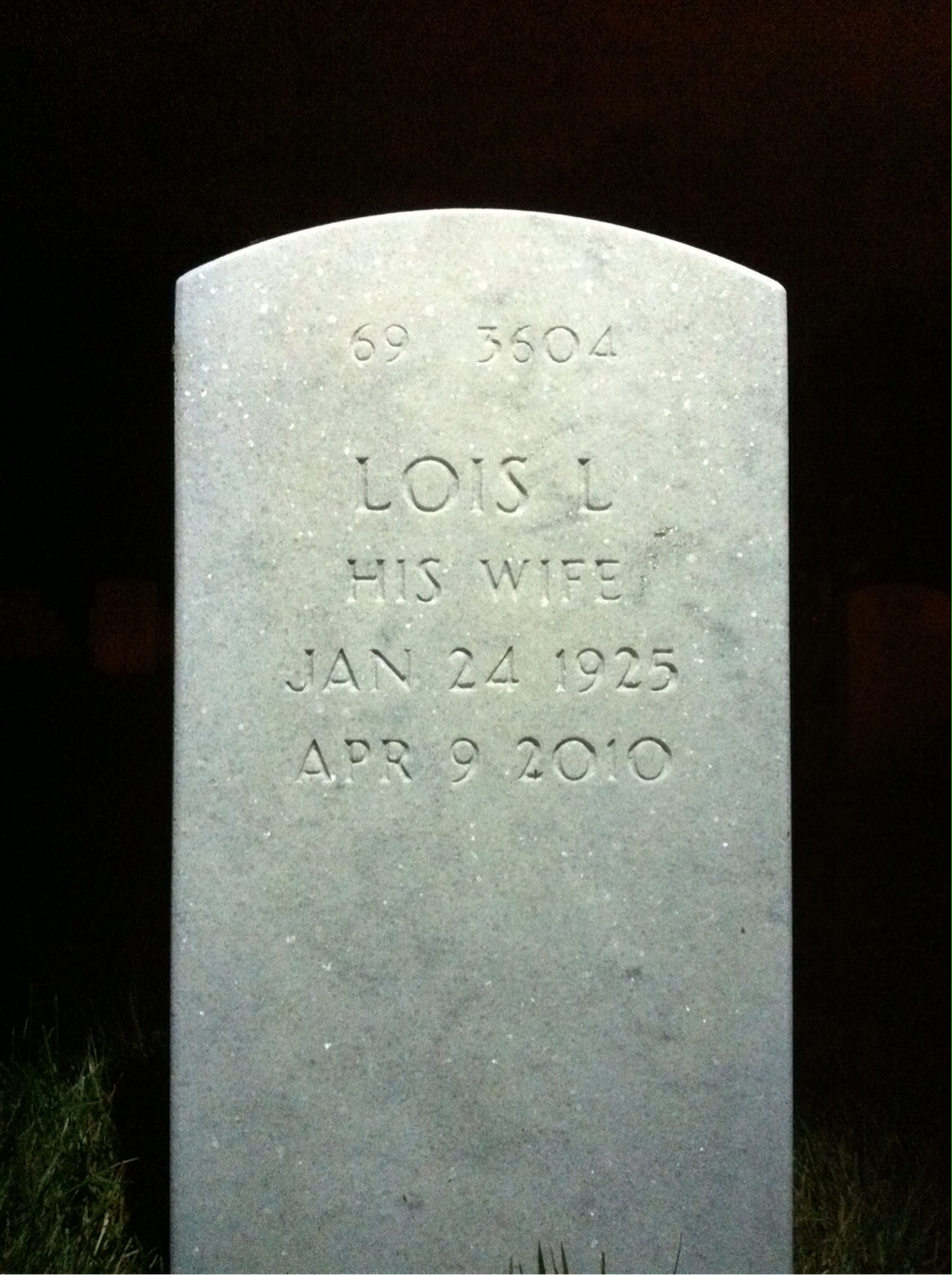 Back of headstone — Lewis Calderone