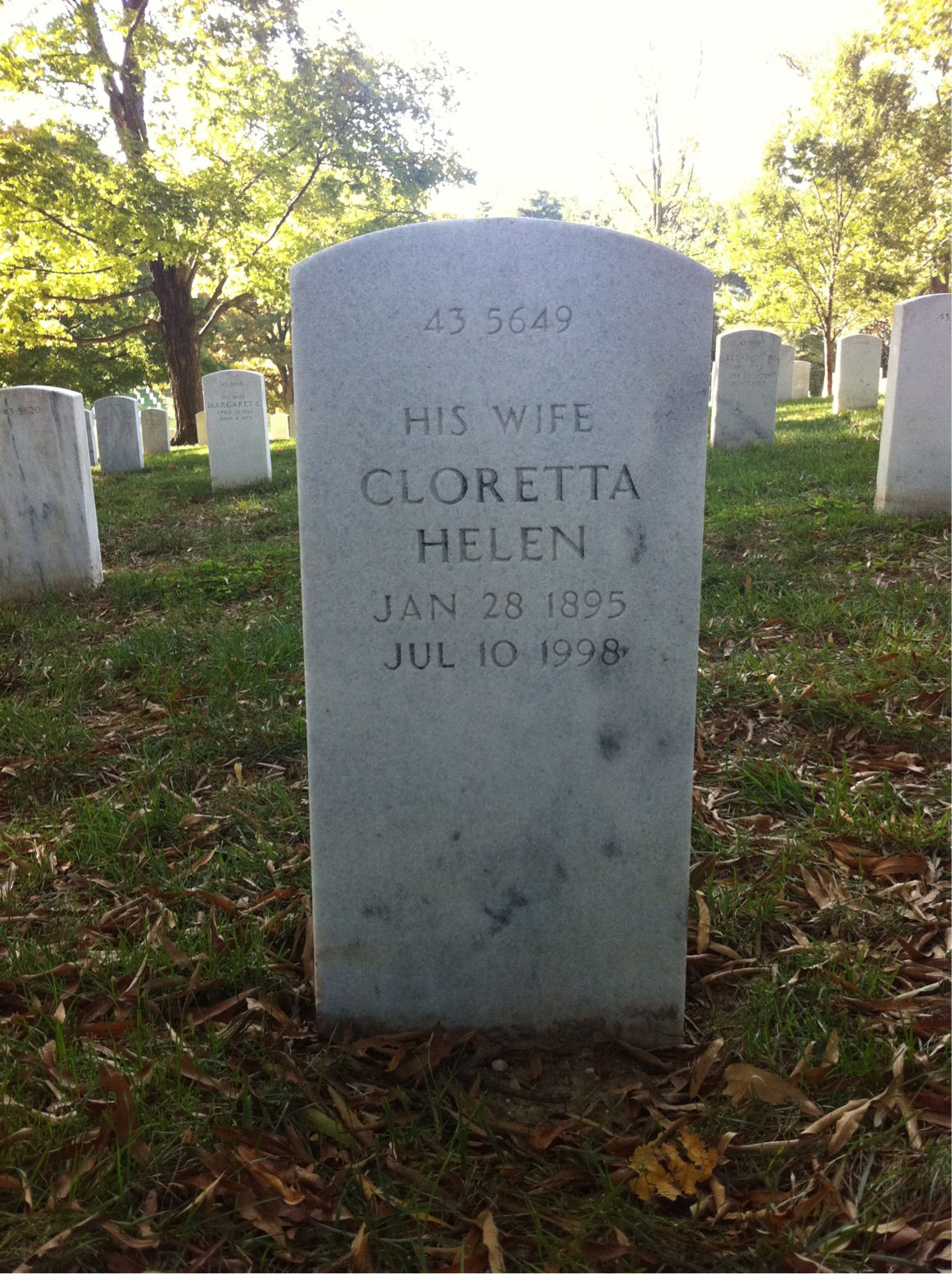 Back of headstone — Howard Stanley Bowers