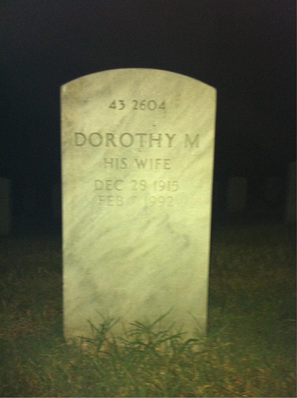 Back of headstone — Dorothy Moore