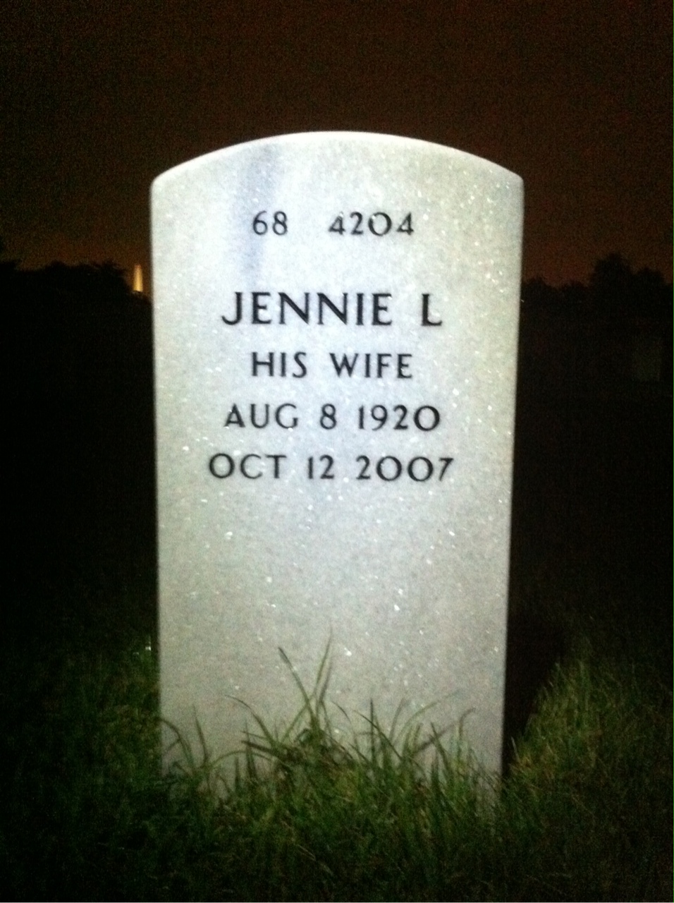Back of headstone — Melvin West